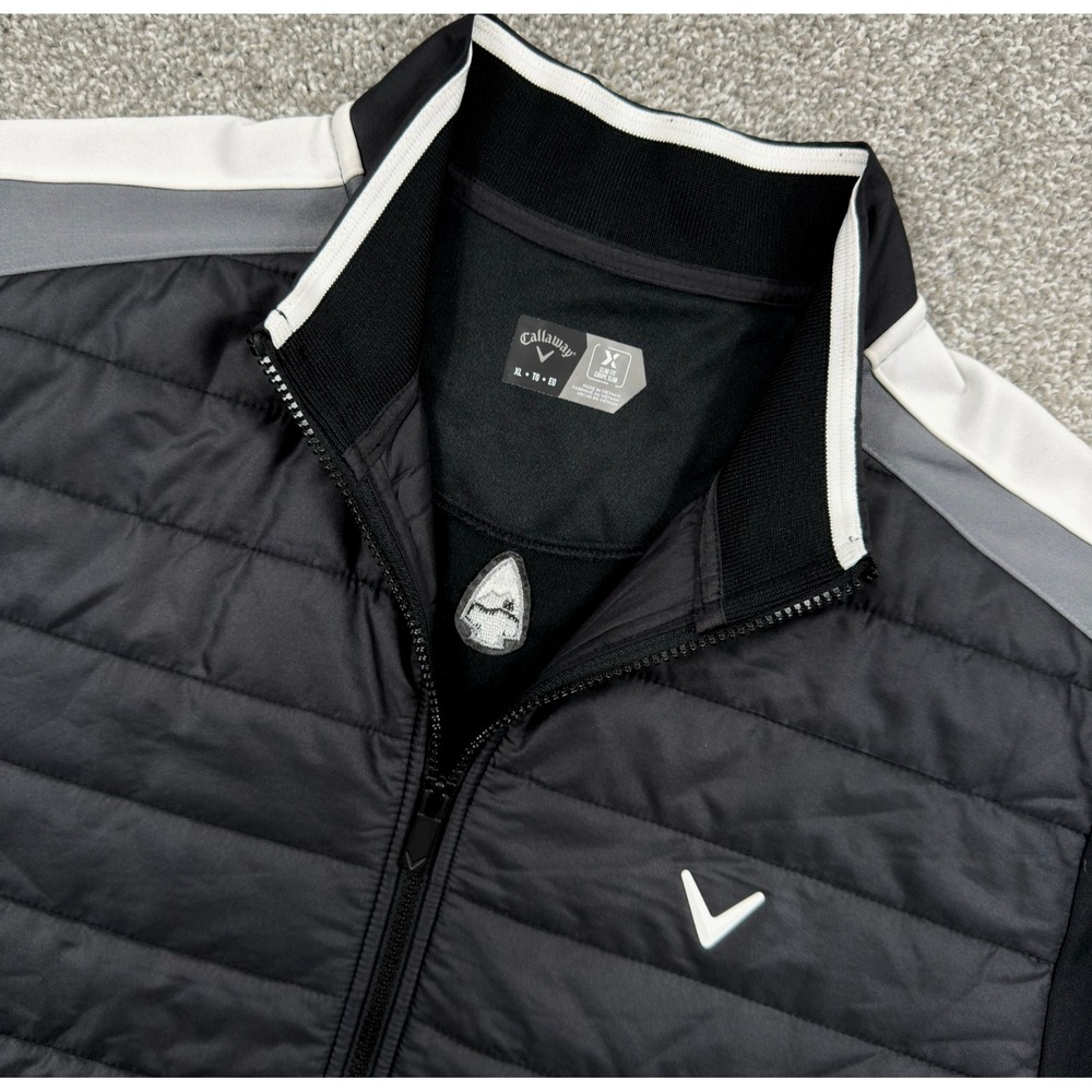 Callaway Golf Jacket Mens XL Black Quilted Hybrid Full Zip Slim Fit Insulated